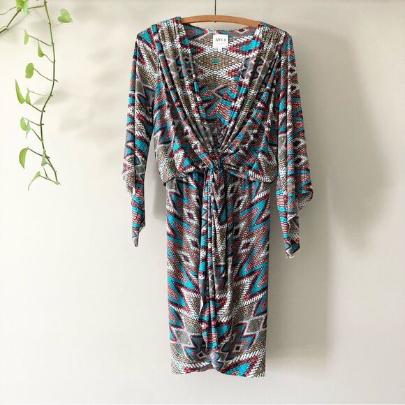 Misa Los Angeles | Teget Twist Front Bell Sleeve Mini Dress Size S - Picture 1 of 6